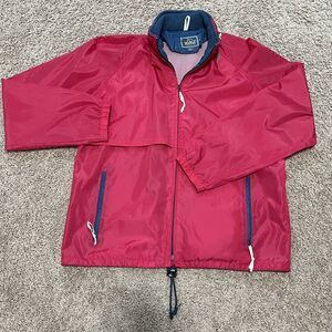 VTG Woolrich Jacket Mens Medium Red Packable Windbreaker Waterproof Hood Hiking